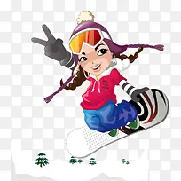 矢量滑雪的女孩