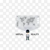 矢量灰色戴VR眼镜男孩VR科技