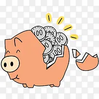 卡通小猪存钱罐