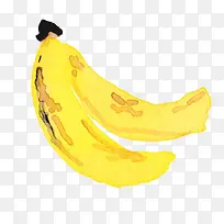 手绘水彩黄色香蕉