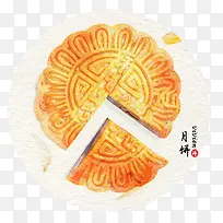 中秋节的手绘月饼