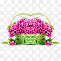 竹篮里的粉色玫瑰婚礼