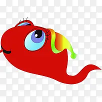 创意手绘扁平红色的小鱼造型