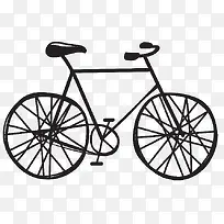 手绘黑白老款单车自行车