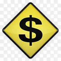 美元黄色道路标志图标