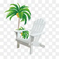 海滩上的长椅椰子树