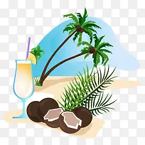 夏日海滩椰汁椰树
