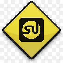 回来黄色道路标志