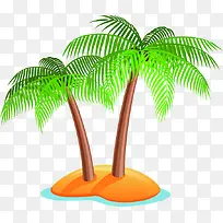 沙滩椰子树卡通夏天