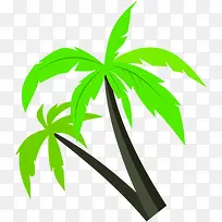手绘创意绿色的椰子树