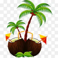 夏日椰子海报卡通椰子树