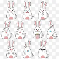 矢量兔子表情符号的表达