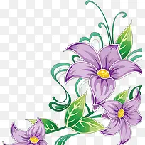 手绘紫色小花插图装饰