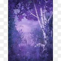 紫色梦幻树叶小花