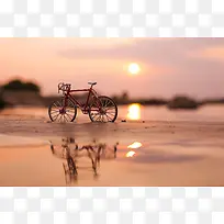 阳光沙滩自行车图