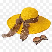 黄色帽子太阳镜
