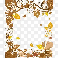 矢量秋天树叶的边框