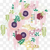 日系风粉色紫藤花
