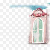 手绘漫画粉色房屋