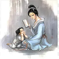 古文教育传统母子学习母亲节人物