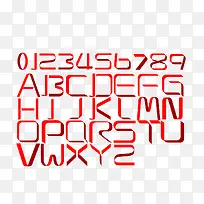 矢量红色彩带字母和数字