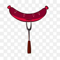 红色香肠烤肠叉子
