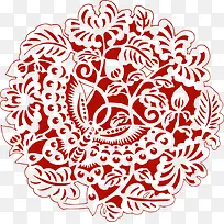 红色花朵传统纹样图案