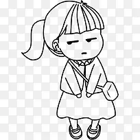 手绘卡通黑色线条女生