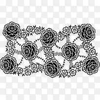 矢量手绘玫瑰花纹