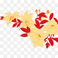 中式美丽手绘花朵