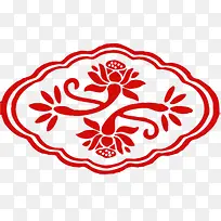 红色手绘传统花纹装饰