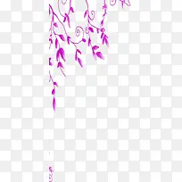 紫色水彩合成树叶飞舞