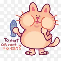 可爱卡通吃胖的猫
