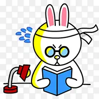 卡通兔子看书