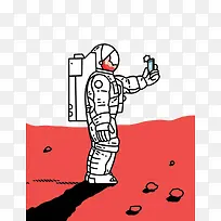 红色大地上的宇航员