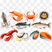 海鲜美食插画图片