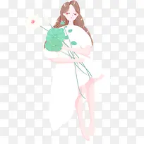 荷花上的小女孩