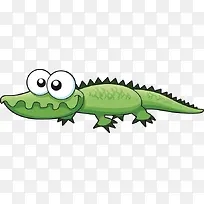 卡通大眼绿色鳄鱼图案
