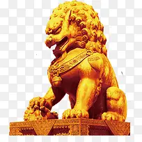 狮子 石狮子 金色石狮 国庆节素材
