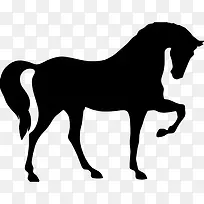 马站在三爪黑色形状的侧视图图标