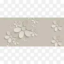 白色D立体花背景banner