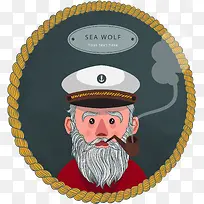 卡通船长挂画矢量素材