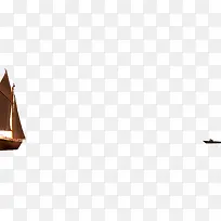 手绘棕色水彩帆船