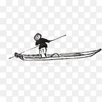 划船人物手绘水彩