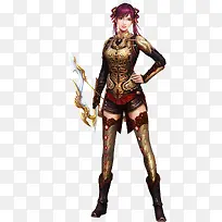 游戏原画拿着弓的美女战士