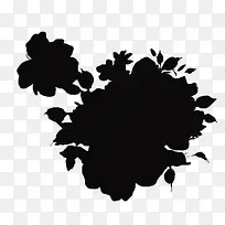 黑色的一簇花装饰剪影