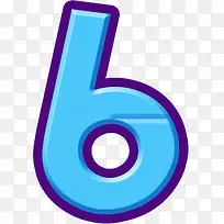 蓝色卡通数字6创意