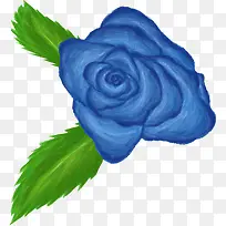 手绘蓝色水彩玫瑰