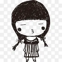 手绘嘟嘴人物女孩