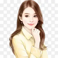 手绘 红发大眼睛美女